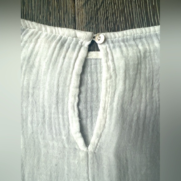 Beachlunchlounge white gauze ruffle short sleeve shirt top coverup size small - Picture 7 of 11
